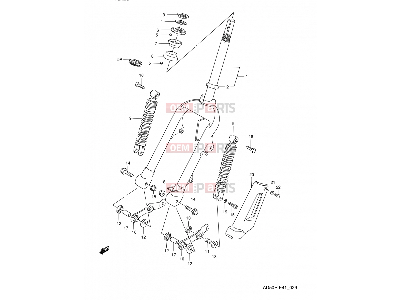 SUZUKI AD50WF M (1991) Address 29 - FRONT FORK (E41)