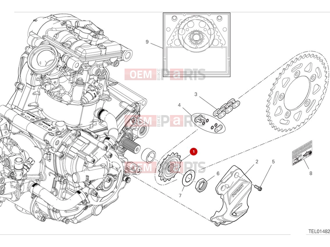 DUCATI 2024 Monster Plus Front sprocket & chain