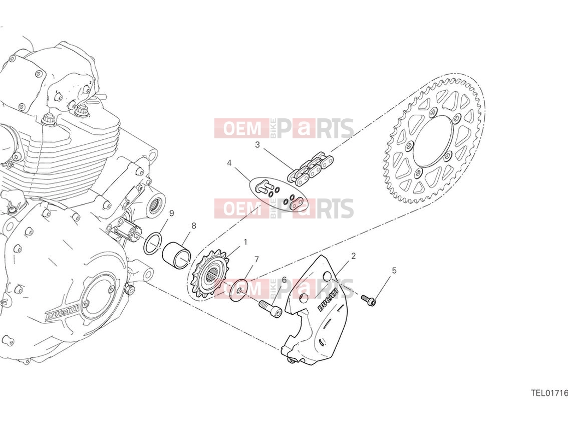 DUCATI 2024 Scrambler Nightshift Front sprocket & chain