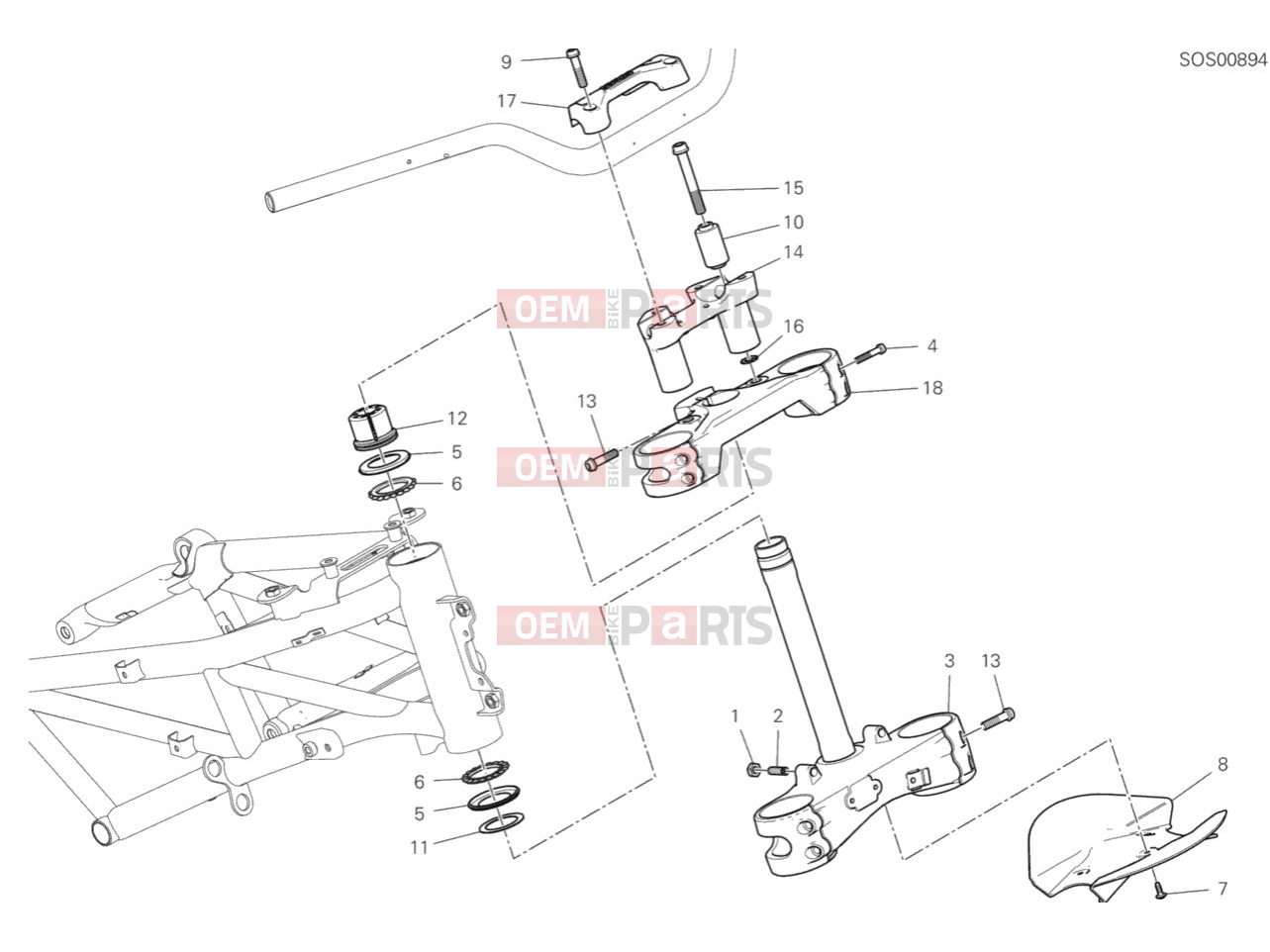 DUCATI 2019 Multistrada 1260 S STEERING HEAD BASE ASSEMBLY