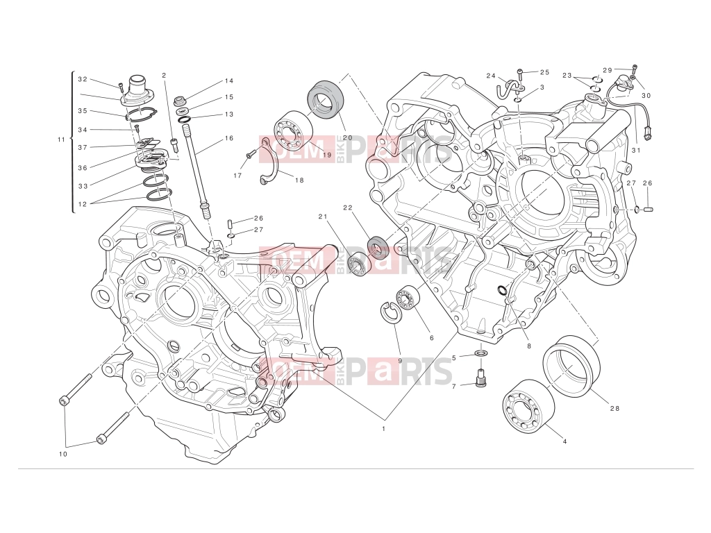 DUCATI 2012 Diavel AMG Crankcase halves