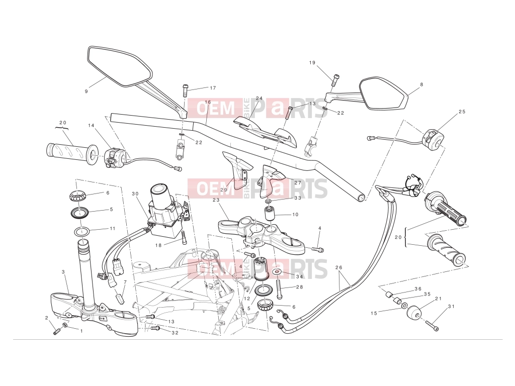 DUCATI 2012 Diavel AMG Handlebar and controls