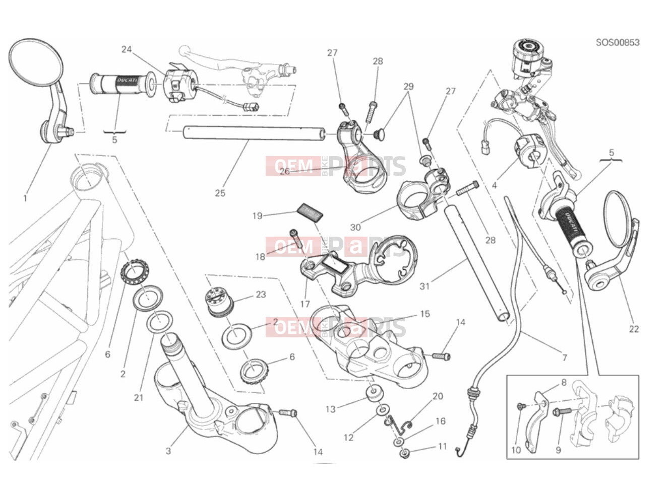 DUCATI 2017 Scrambler Cafe Racer HANDLEBAR AND CONTROLS