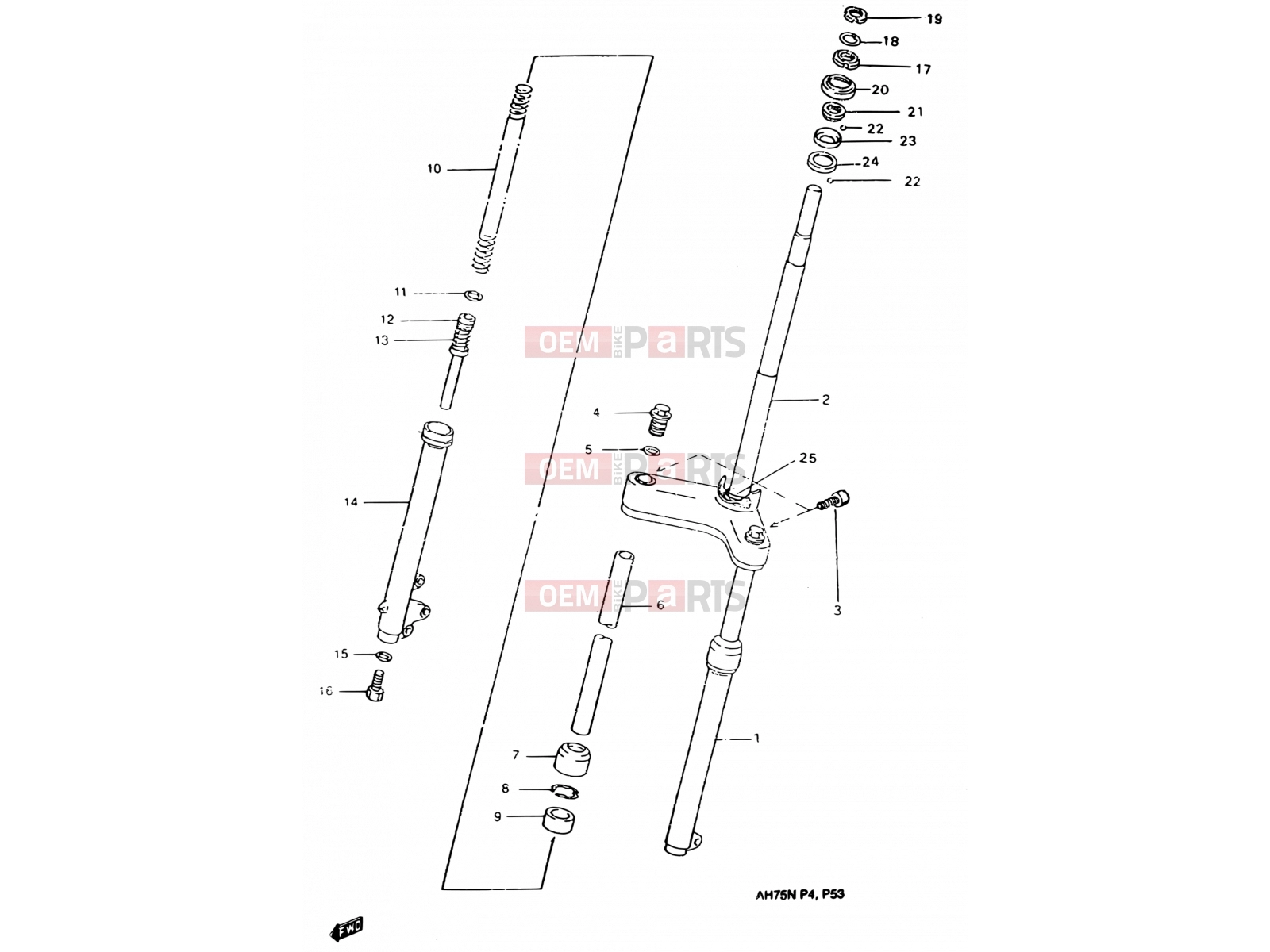 SUZUKI AH75 N (1992) Address (E01,E02,E04,E21,E24) 30 - FRONT FORK