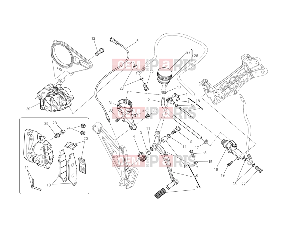 DUCATI 2013 Diavel Strada REAR BRAKE SYSTEM