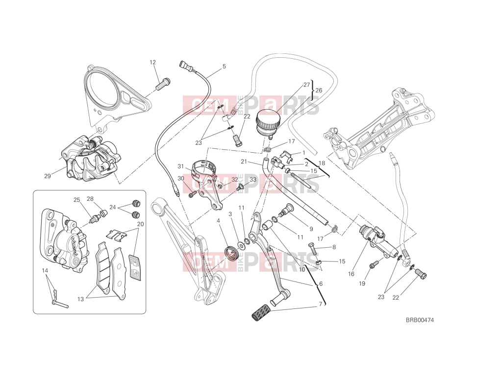 DUCATI 2014 Diavel REAR BRAKE SYSTEM