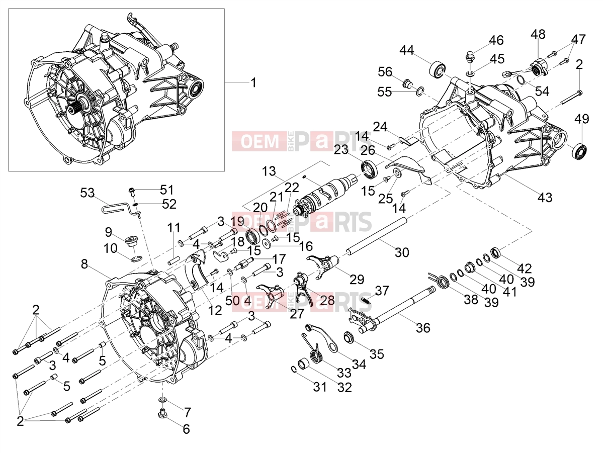 MOTOGUZZI V85 TT E5+ (EU) Engine » Gear box / Selector / Shift cam