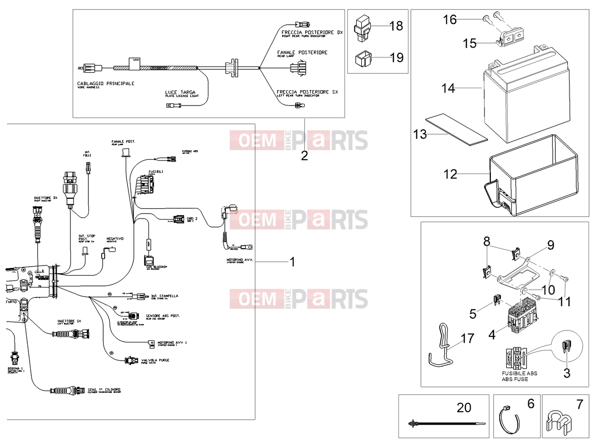 MOTOGUZZI V9 Roamer 850 E5 (EU, UK) Electrical systems » Rear electrical system
