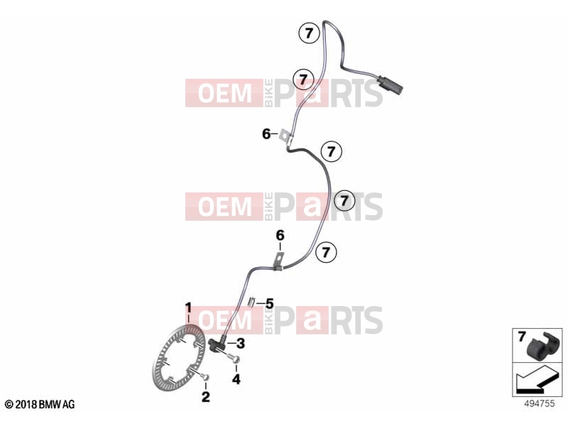BMW Motorrad BMW 2019 C models C 400 X (0C09, 0C19) 34 | Speed sensor, front | Speed sensor, front