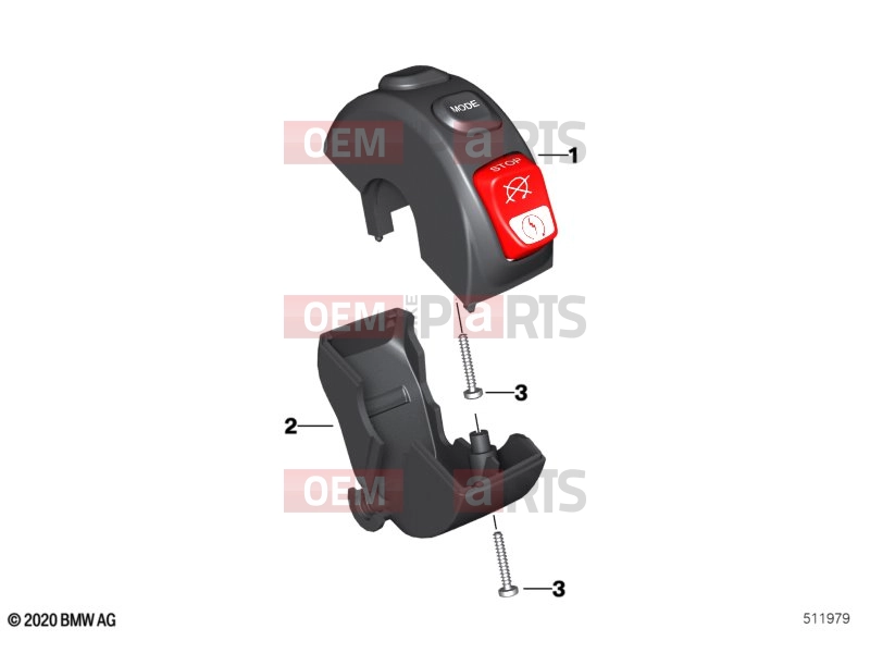 BMW Motorrad BMW 2018 C-Models C 400 X (0C09, 0C19) 61 | Multifunction switch right, button black | Multifunction switch right, button black