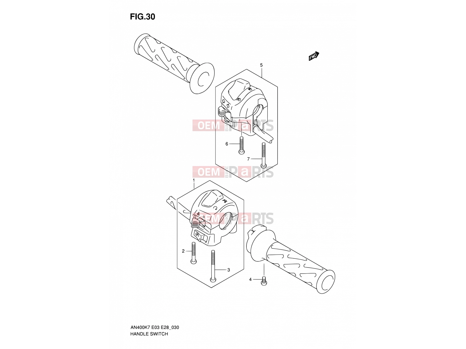 SUZUKI AN400A K9 (2009) Burgman 400 (E03,E28,E33) 30 - HANDLE SWITCH
