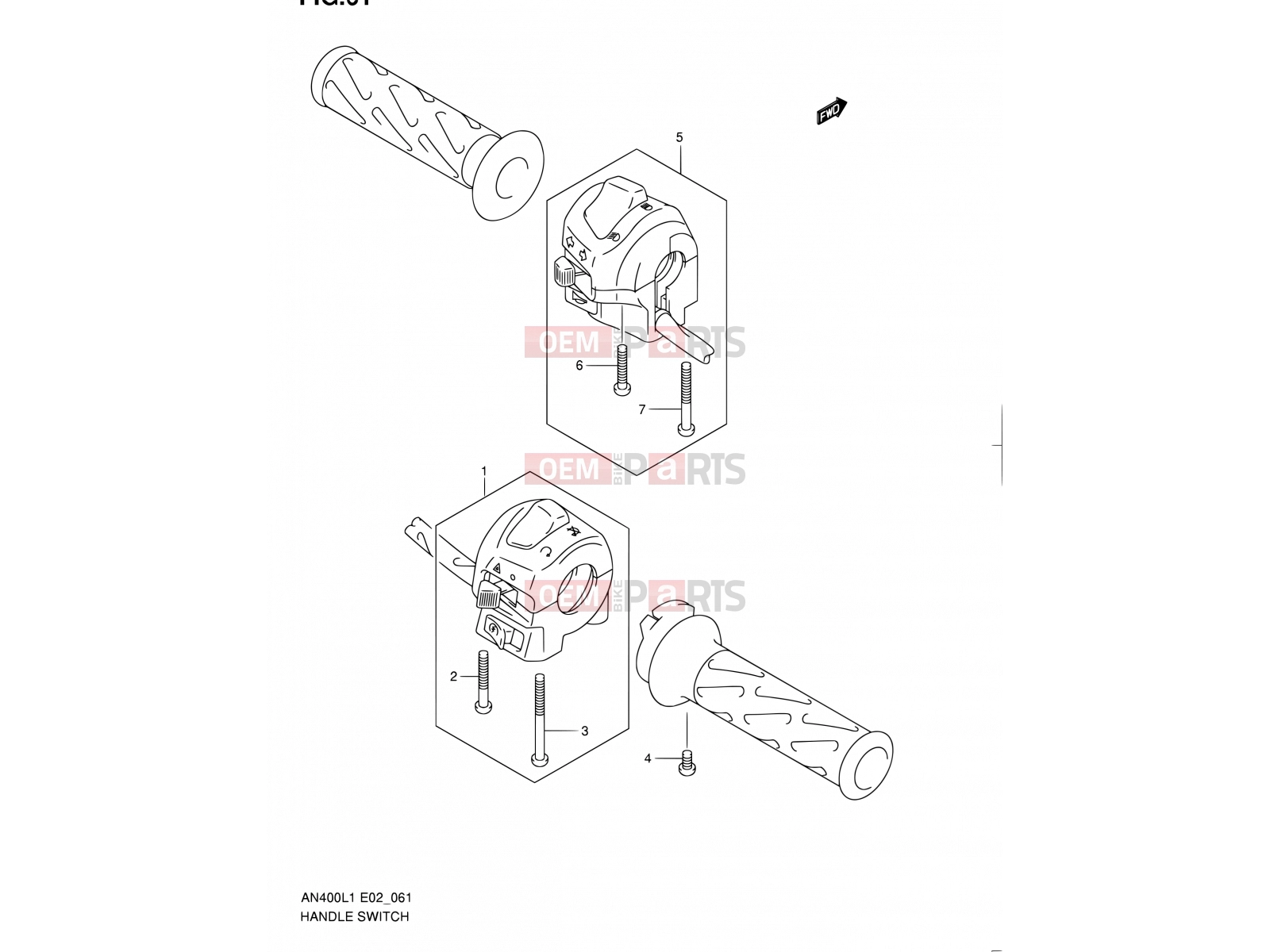 SUZUKI AN400A L1 (2011) Burgman 400 (E19, E24) 61 - HANDLE SWITCH (AN400L1 E02)