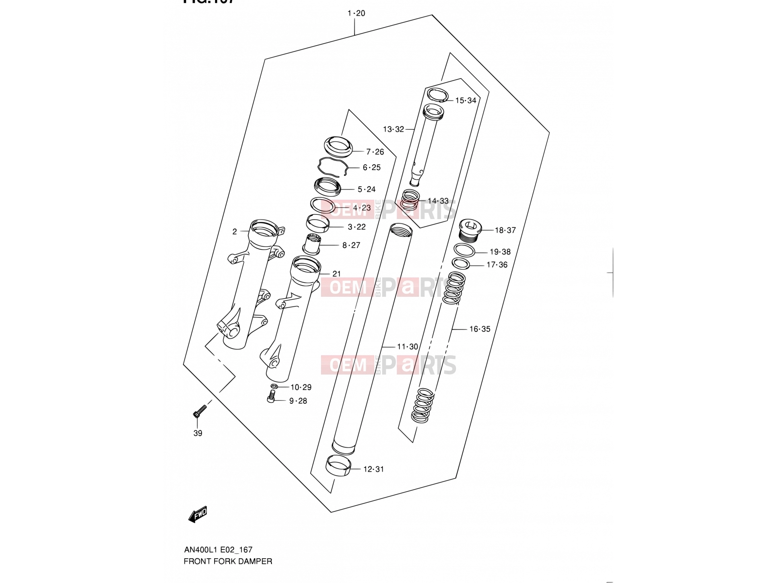 SUZUKI AN400A L1 (2011) Burgman 400 (E19, E24) 167 - FRONT FORK DAMPER (AN400AL1 E24)
