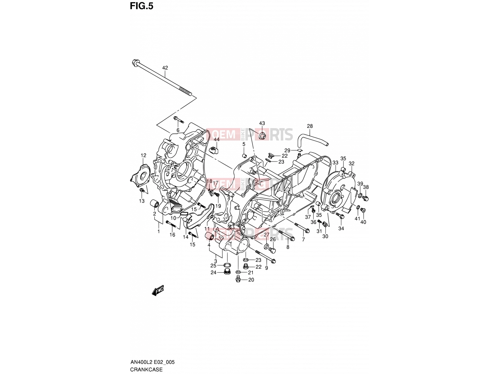 SUZUKI AN400A L2 (2012) Burgman 400 (E19, E24) 5 - CRANKCASE (AN400L2 E02)