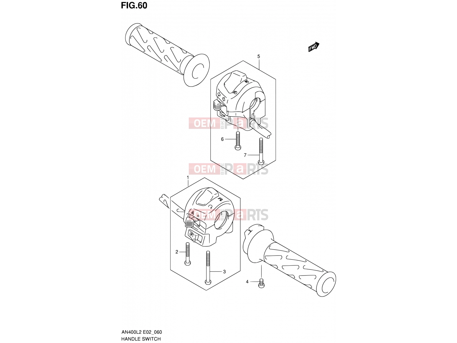 SUZUKI AN400A L2 (2012) Burgman 400 (E19, E24) 60 - HANDLE SWITCH