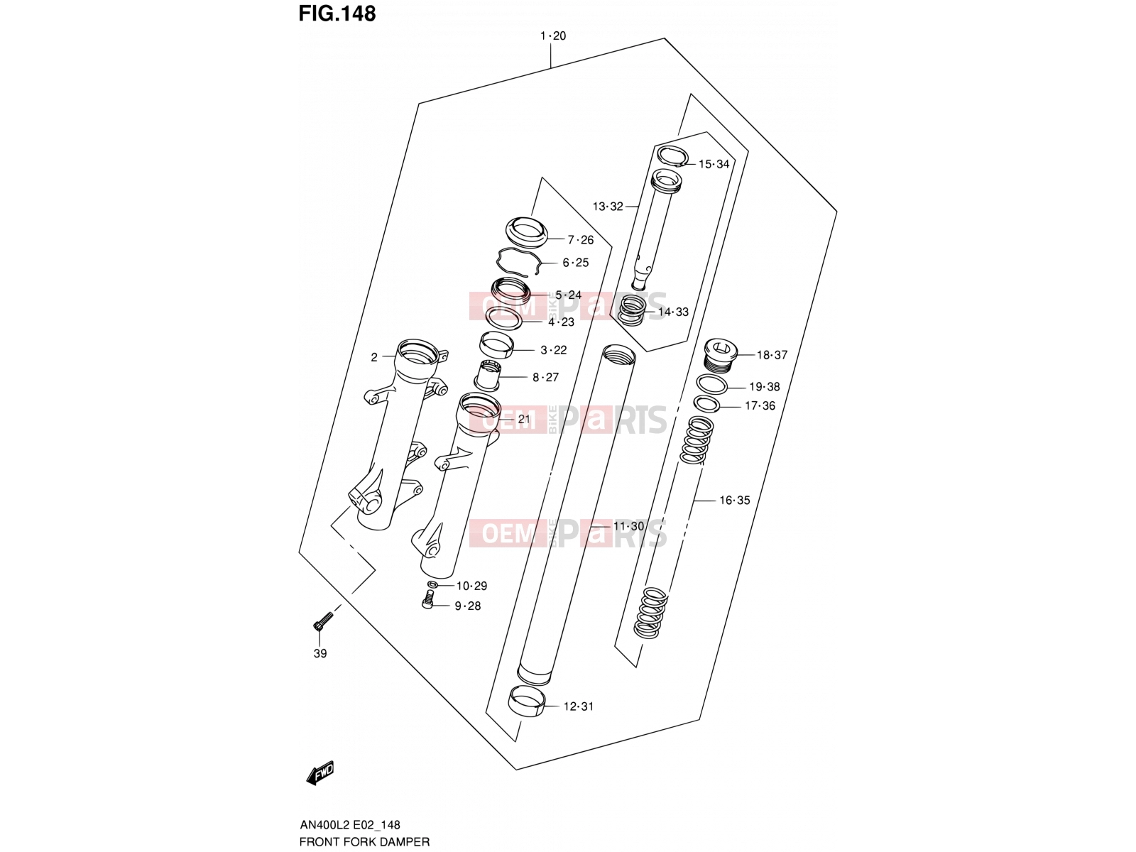 SUZUKI AN400A L2 (2012) Burgman 400 (E19, E24) 148 - FRONT FORK DAMPER (AN400AL2 E19)