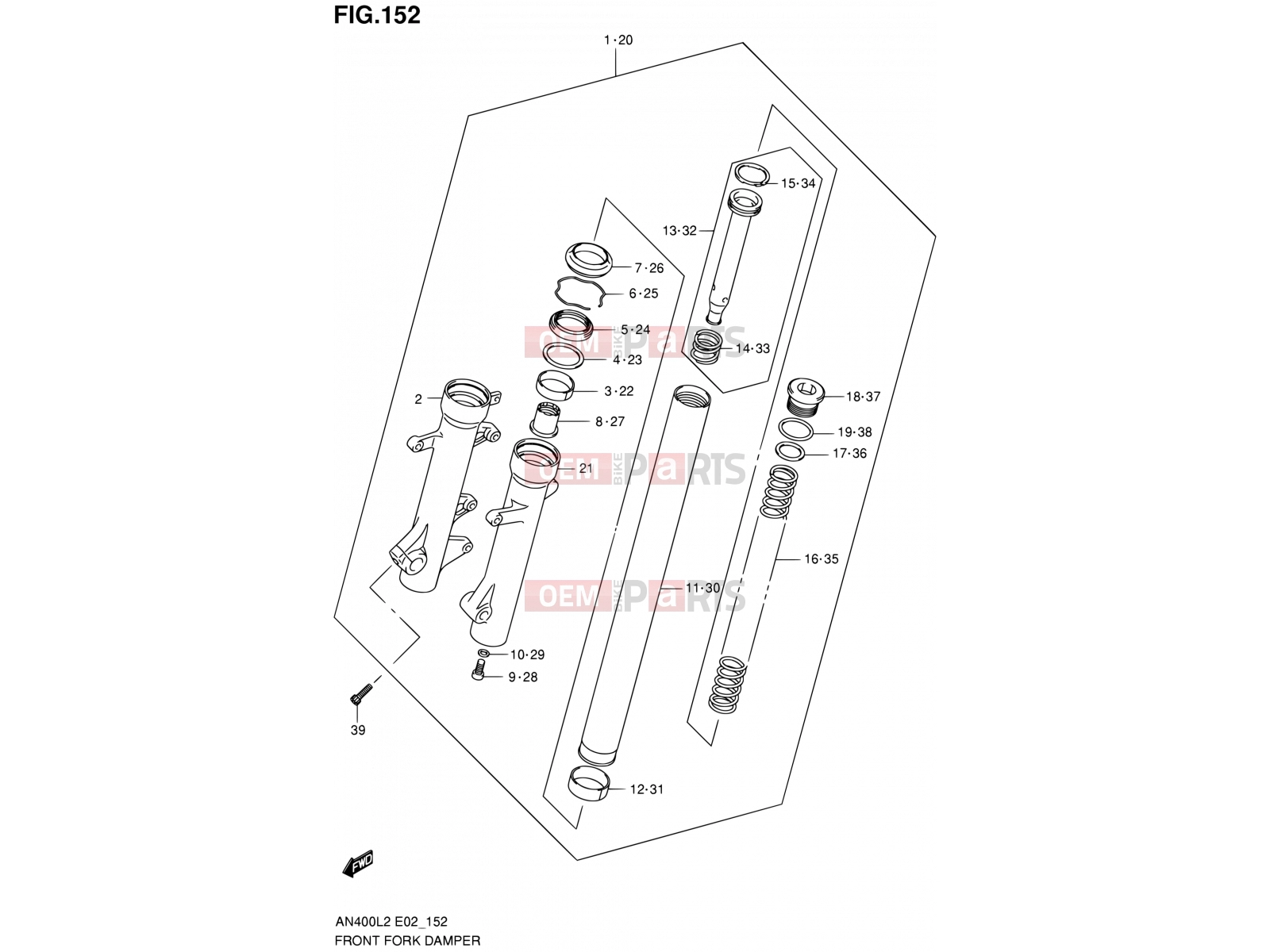 SUZUKI AN400A L2 (2012) Burgman 400 (E19, E24) 152 - FRONT FORK DAMPER (AN400ZAL2 E51)