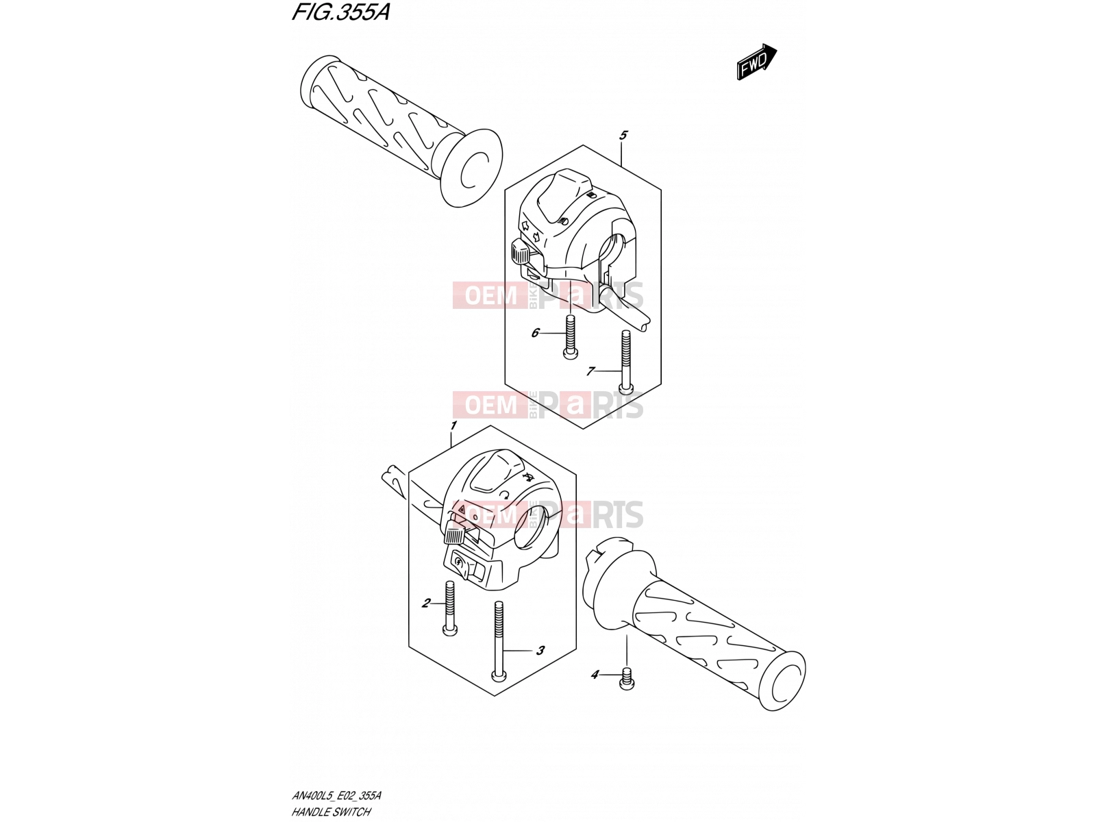SUZUKI AN400A L5 (2015) Burgman 400 (E02) 355A - HANDLE SWITCH