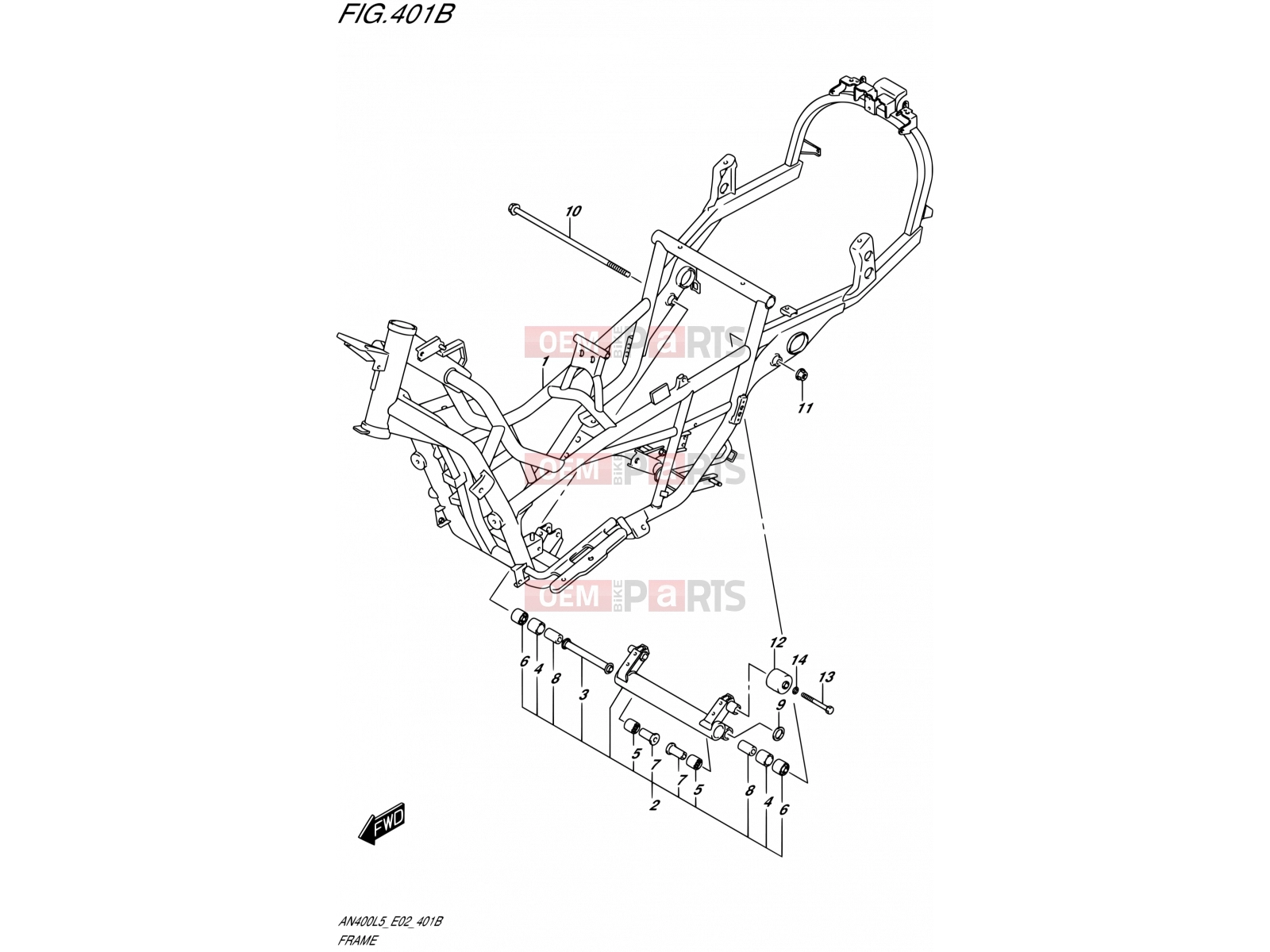 SUZUKI AN400A L5 (2015) Burgman 400 (E02) 401B - FRAME (AN400AL5 E02)