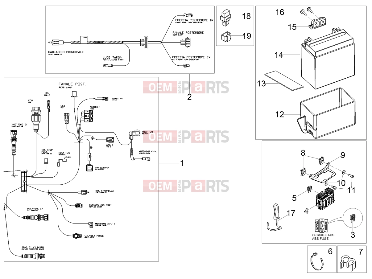 MOTOGUZZI V7 Stone TEN 850 E5 (EU) Electrical systems » Rear electrical system