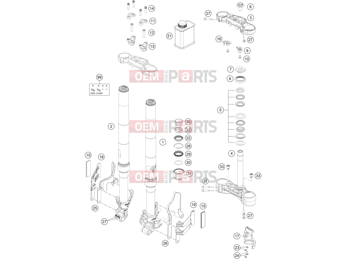 KTM  FRONT FORK, TRIPLE CLAMP|Frame|01