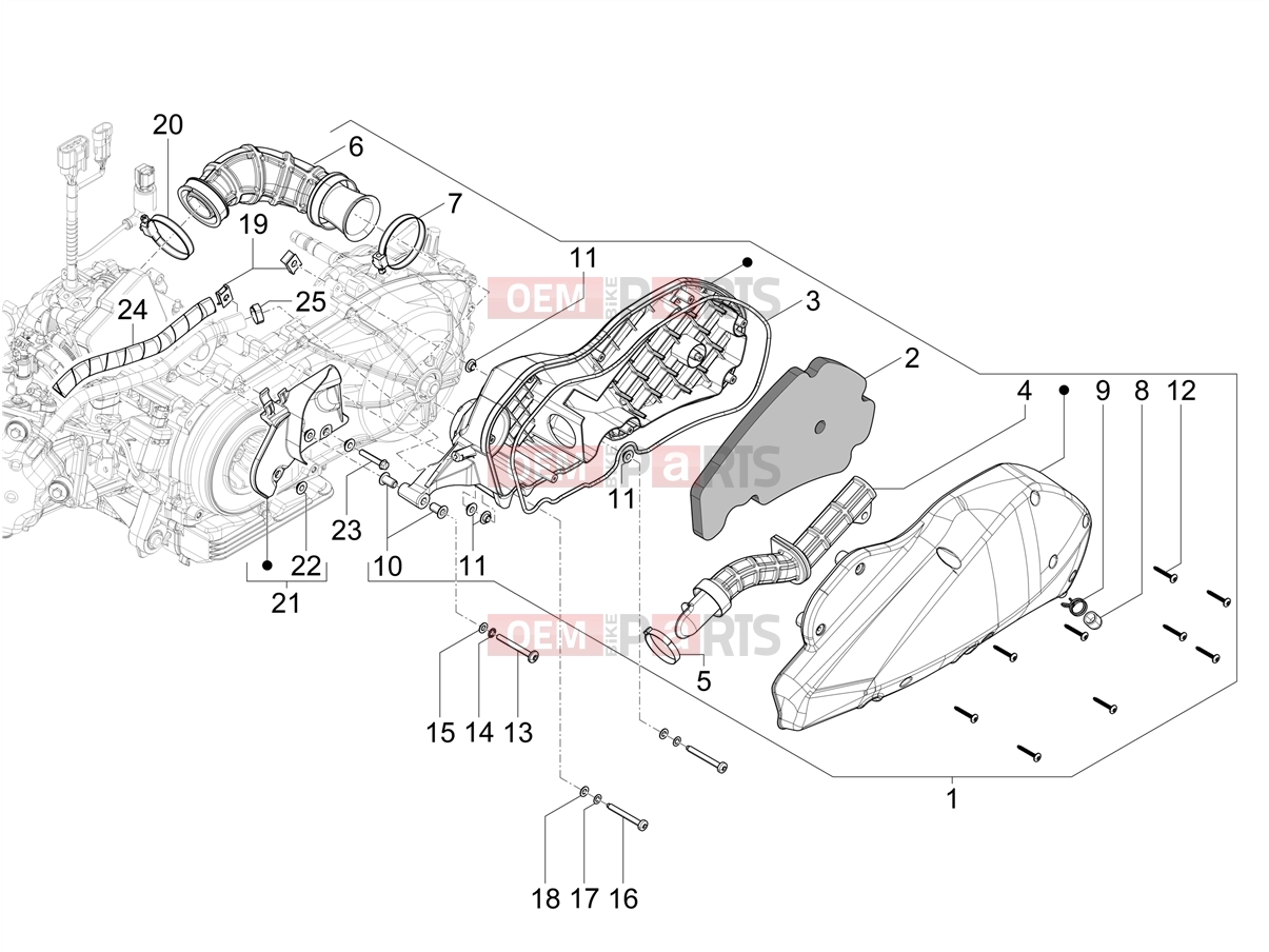 PIAGGIO Beverly 310 Classic - Sport E5+ (EU) Engine » Air filter
