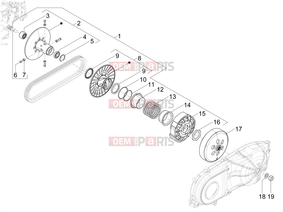 PIAGGIO Beverly 310 Classic - Sport E5+ (EU) Engine » Driven pulley