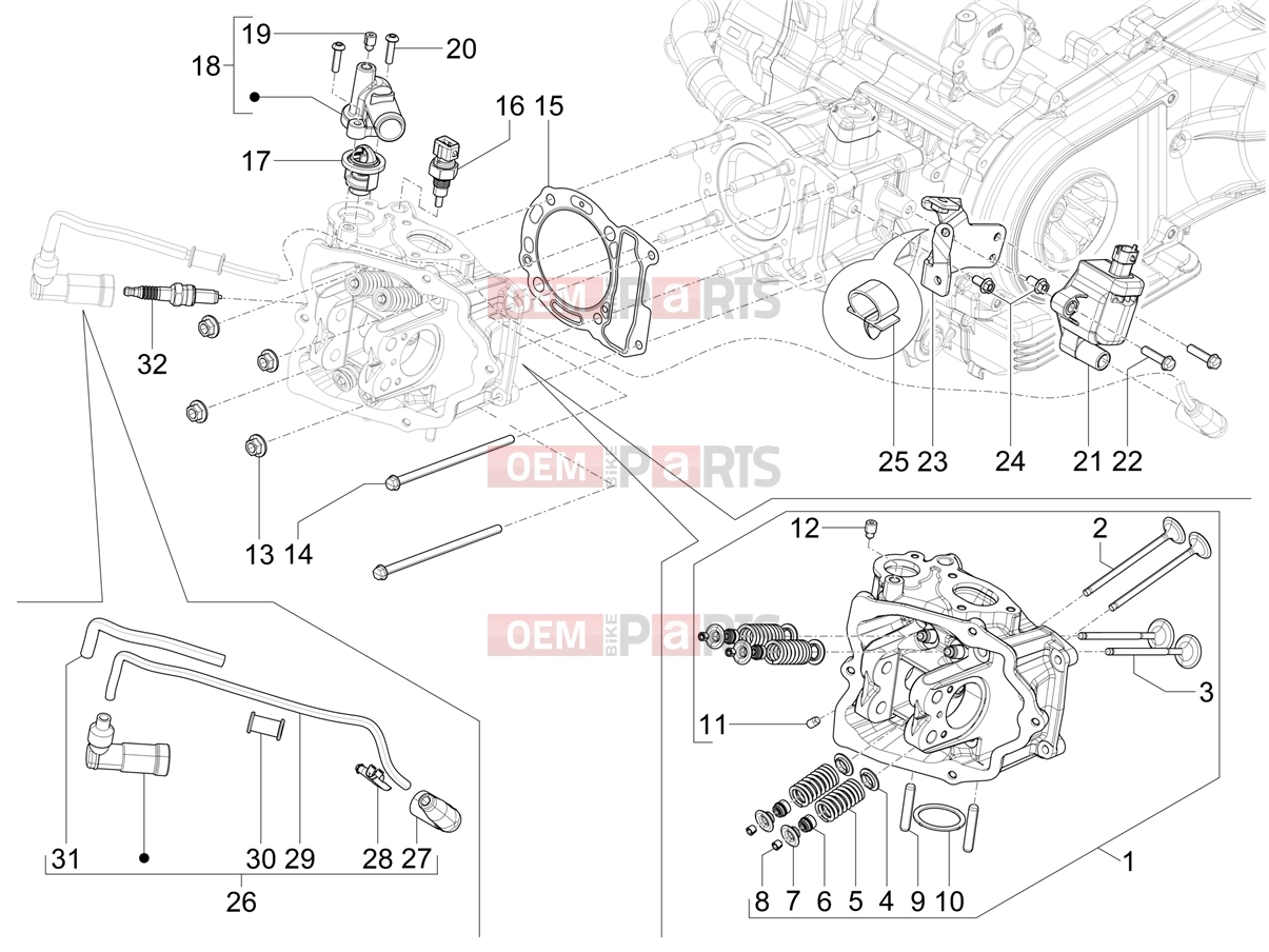 PIAGGIO Beverly 310 Classic - Sport E5+ (EU) Engine » Head unit - Valve