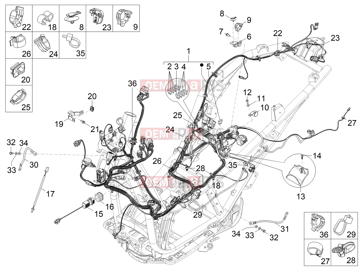 PIAGGIO Beverly 400 Classic-Sport E5+ (EU) Electrical system » Main cable harness