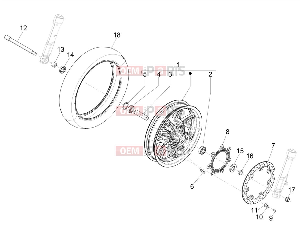PIAGGIO Beverly 400 Deep Black E5 (EU) Suspensions - Wheels » Front wheel
