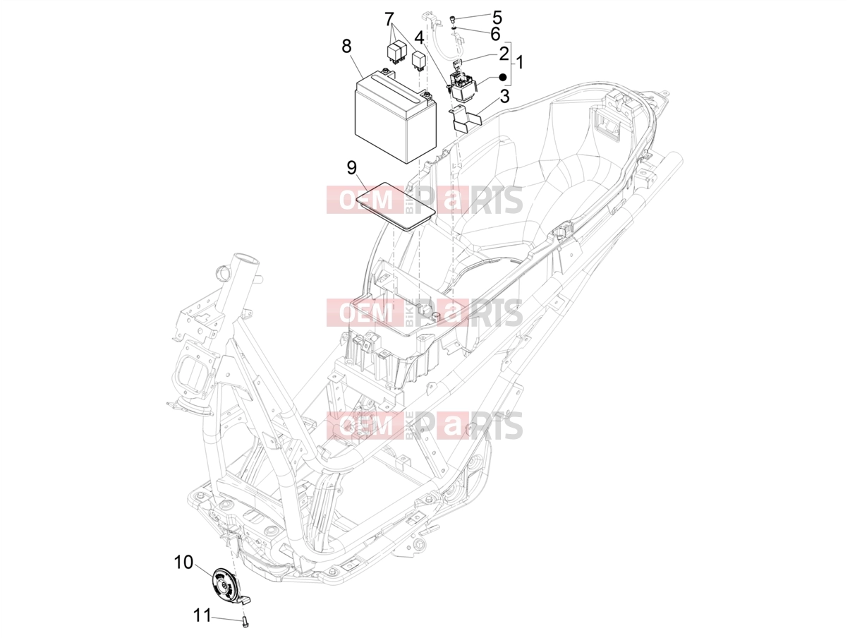PIAGGIO Beverly 400 Deep Black E5 (EU) Electrical system » Remote control switches - Battery - Horn