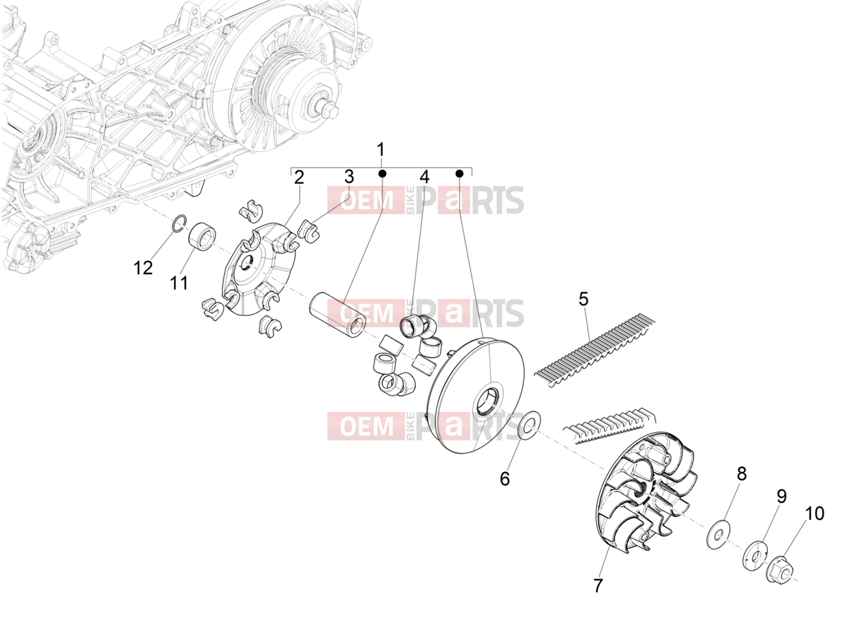 PIAGGIO BV 400 Deep Black E5 (CA, USA) Engine » Driving pulley