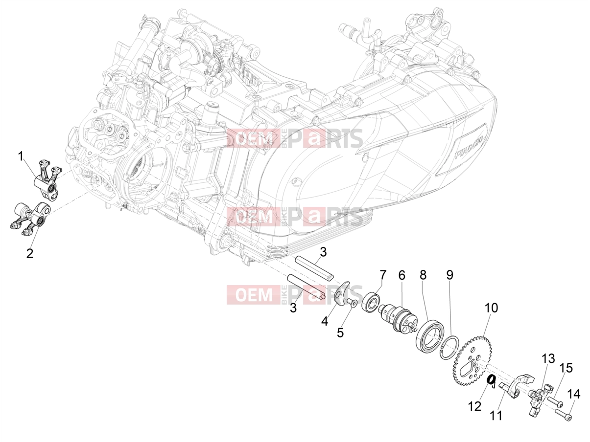 PIAGGIO Medley 125 E5+ (EU) Engine » Rocking levers support unit