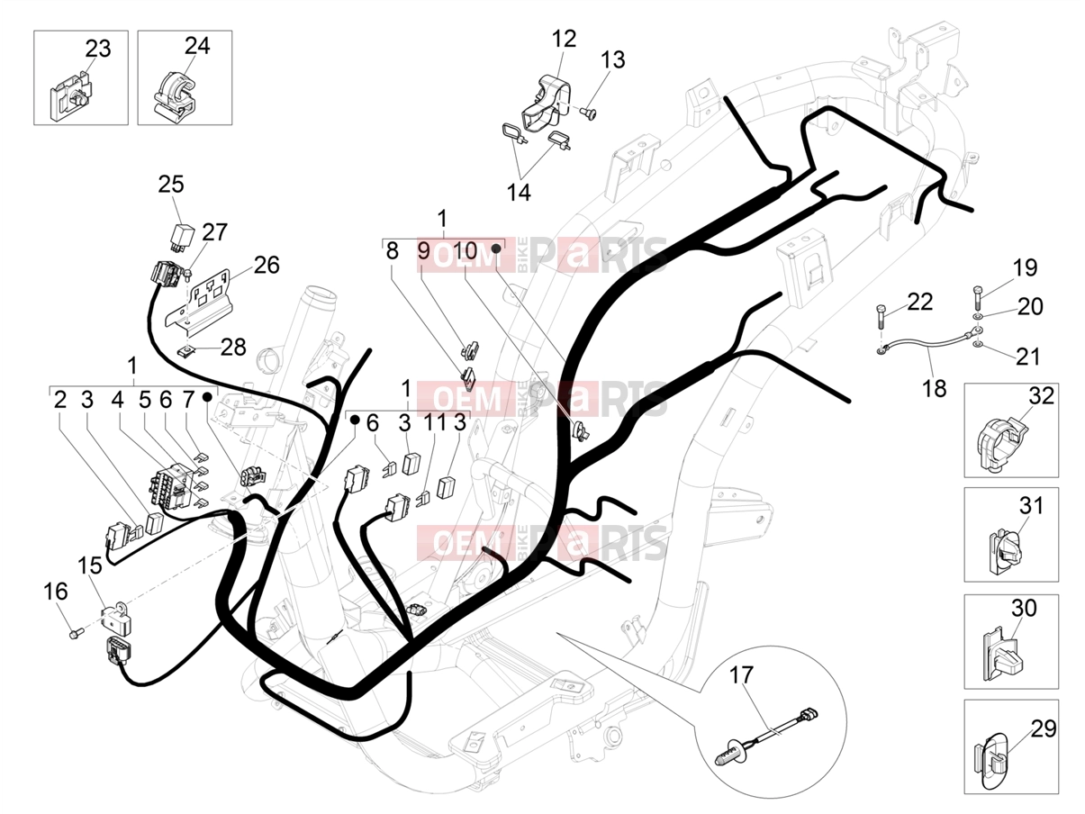 PIAGGIO Medley 125 E5 (EU) Electrical system » Main cable harness