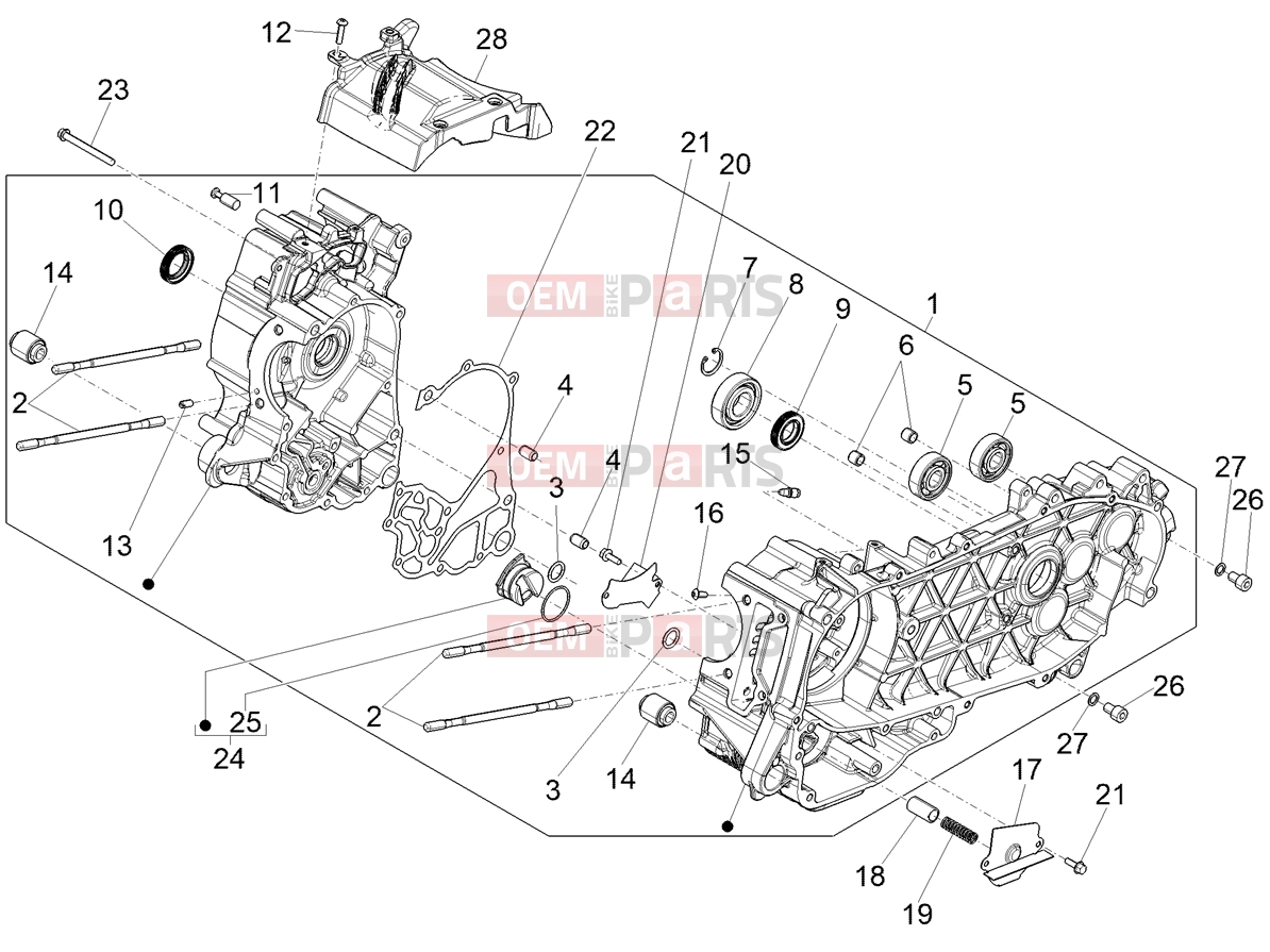 PIAGGIO Medley 200 E5+ (EU) Engine » CRANKCASE