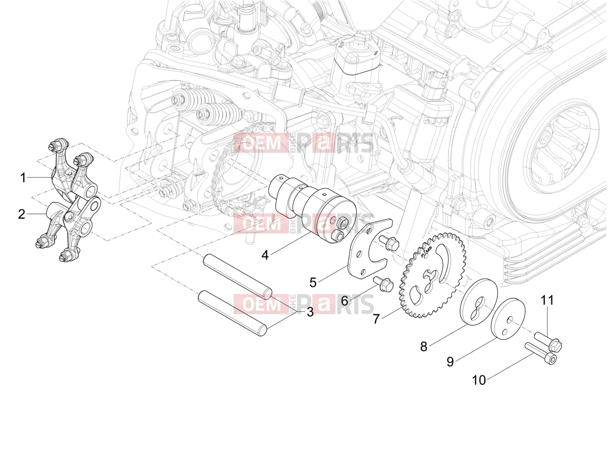 PIAGGIO MP3 310 HPE / HPE Sport E5+ (EU) Engine » Rocking levers support unit