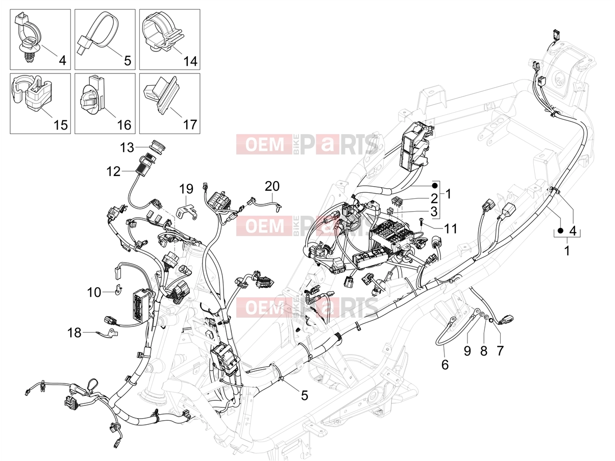 PIAGGIO MP3 400 HPE Classic-Sport E5+ (EU) Electrical system » Main cable harness