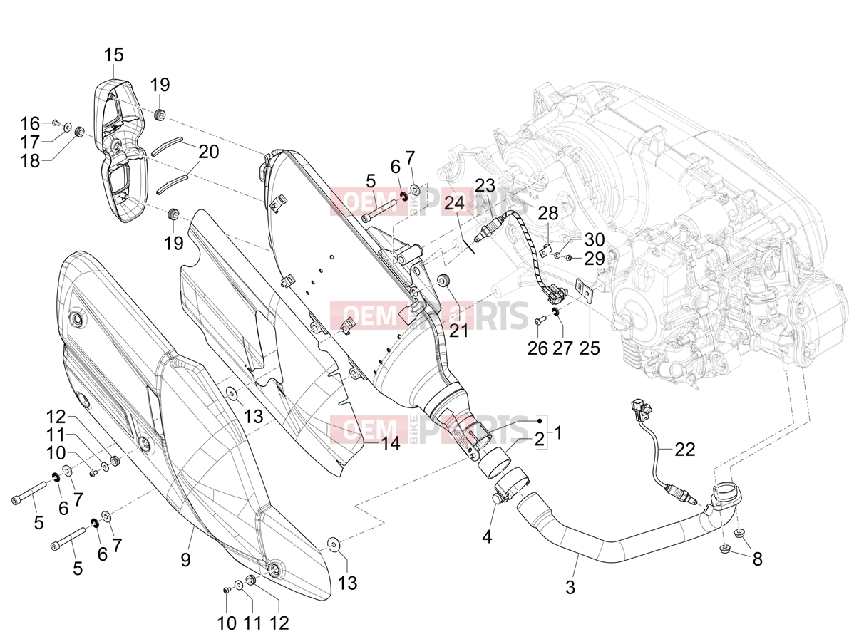 PIAGGIO MP3 400 HPE Classic-Sport E5+ (EU) Engine » Silencer