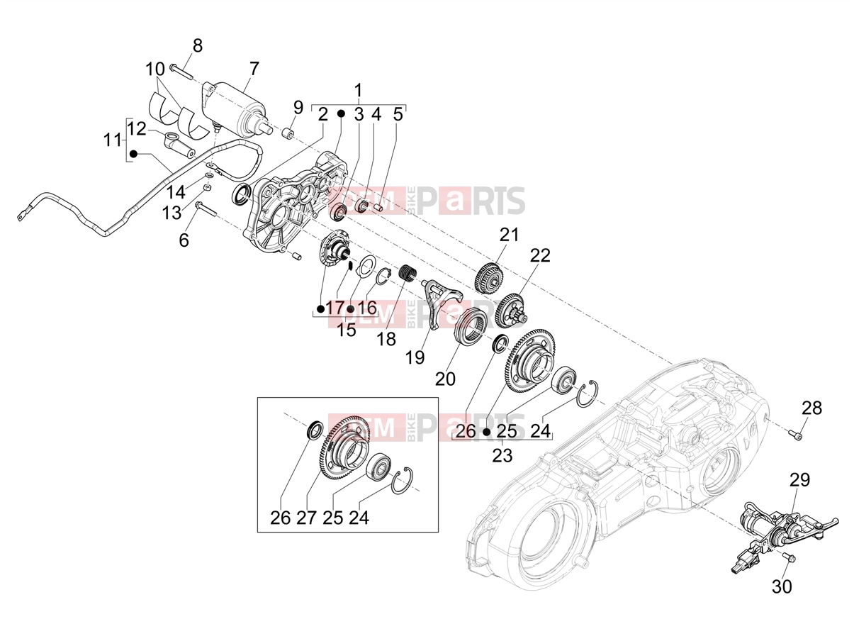 PIAGGIO MP3 530 HPE Exclusive E5+ (EU) Engine » Reverse gear assy