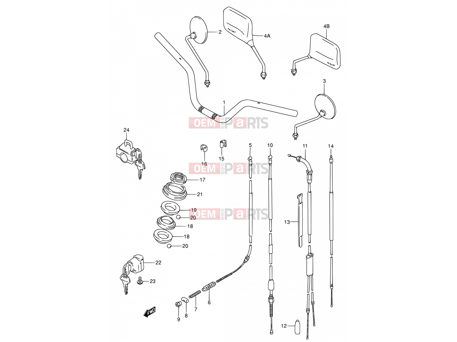 SUZUKI AX100 T (1996) 31 - HANDLE BAR - CONTROL CABLE