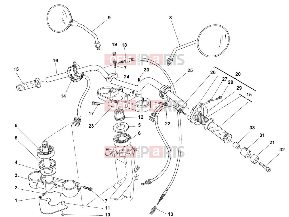 DUCATI 2003 Monster 1000 S HANDLEBAR AND CONTROLS