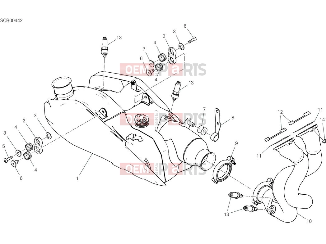 DUCATI 2025 Panigale V4 Exhaust system (front side)