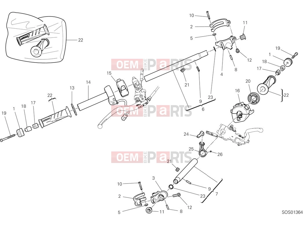 DUCATI 2025 Panigale V4 Tricolore Half handlebars