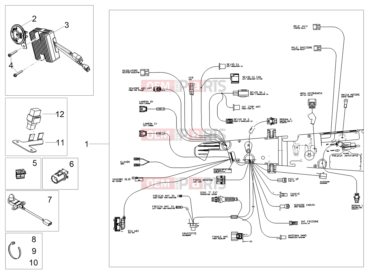 MOTOGUZZI V7 Special E5+ (EU) Electrical systems » Front electrical system