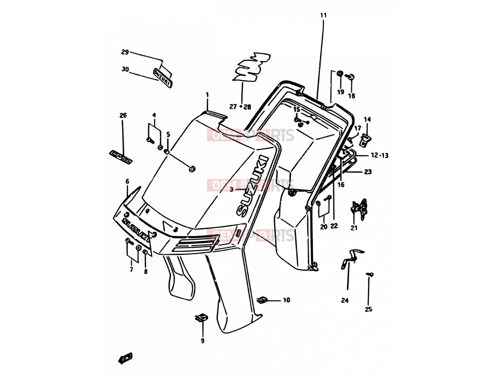 SUZUKI CP50CHF M (1991) 27 - FRONT LEG SHIELD