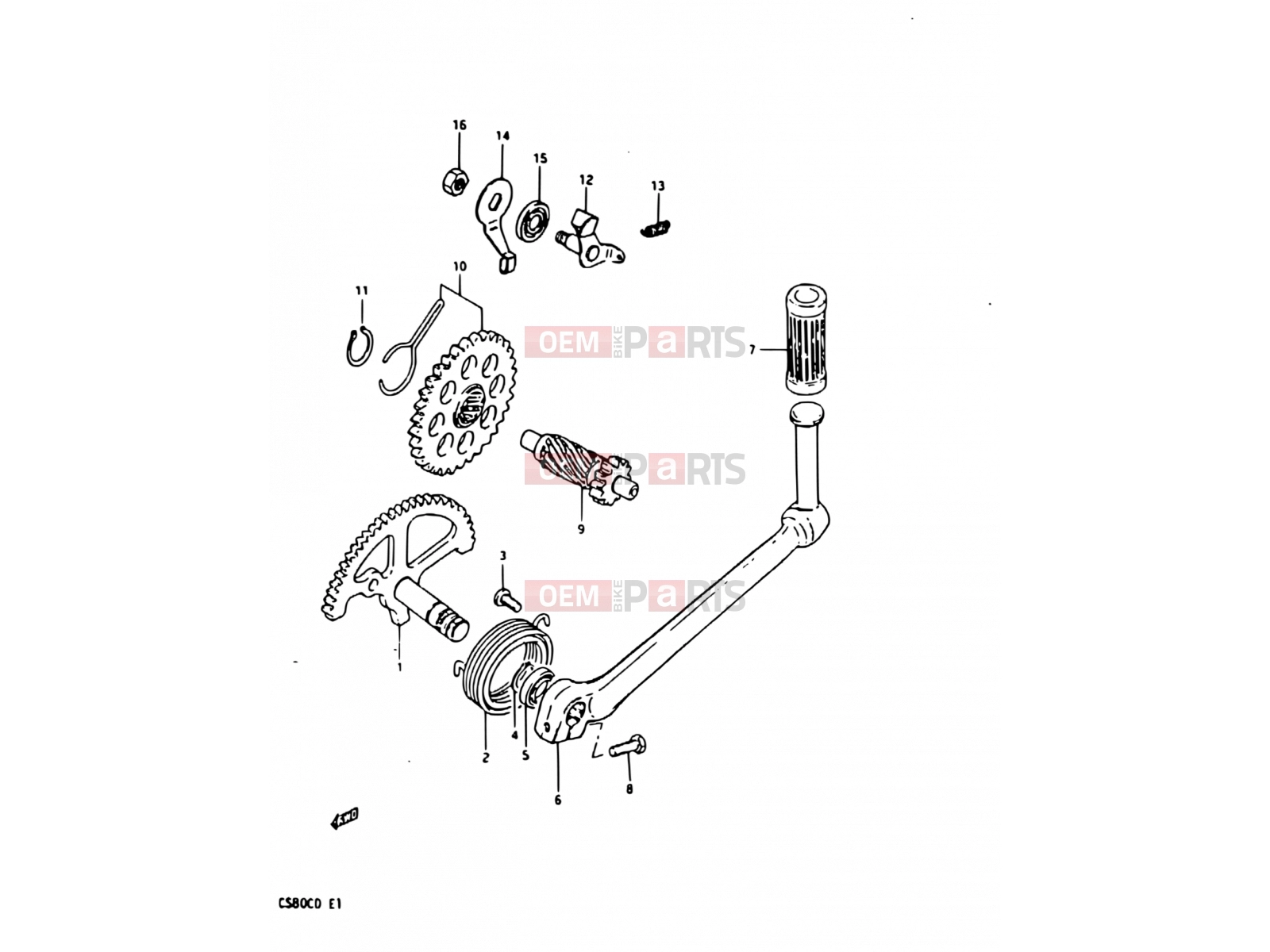 SUZUKI CS80C / CS80L D (1983) 14 - KICK STARTER