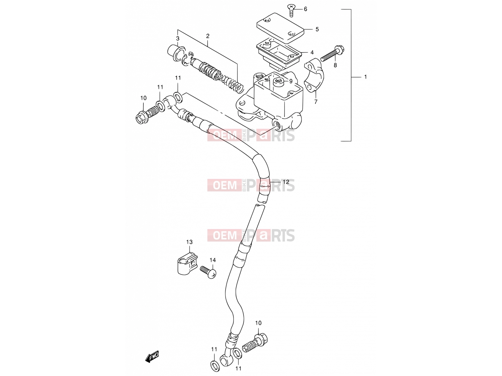 SUZUKI DF125E Y (2000) 45 - FRONT MASTER CYLINDER