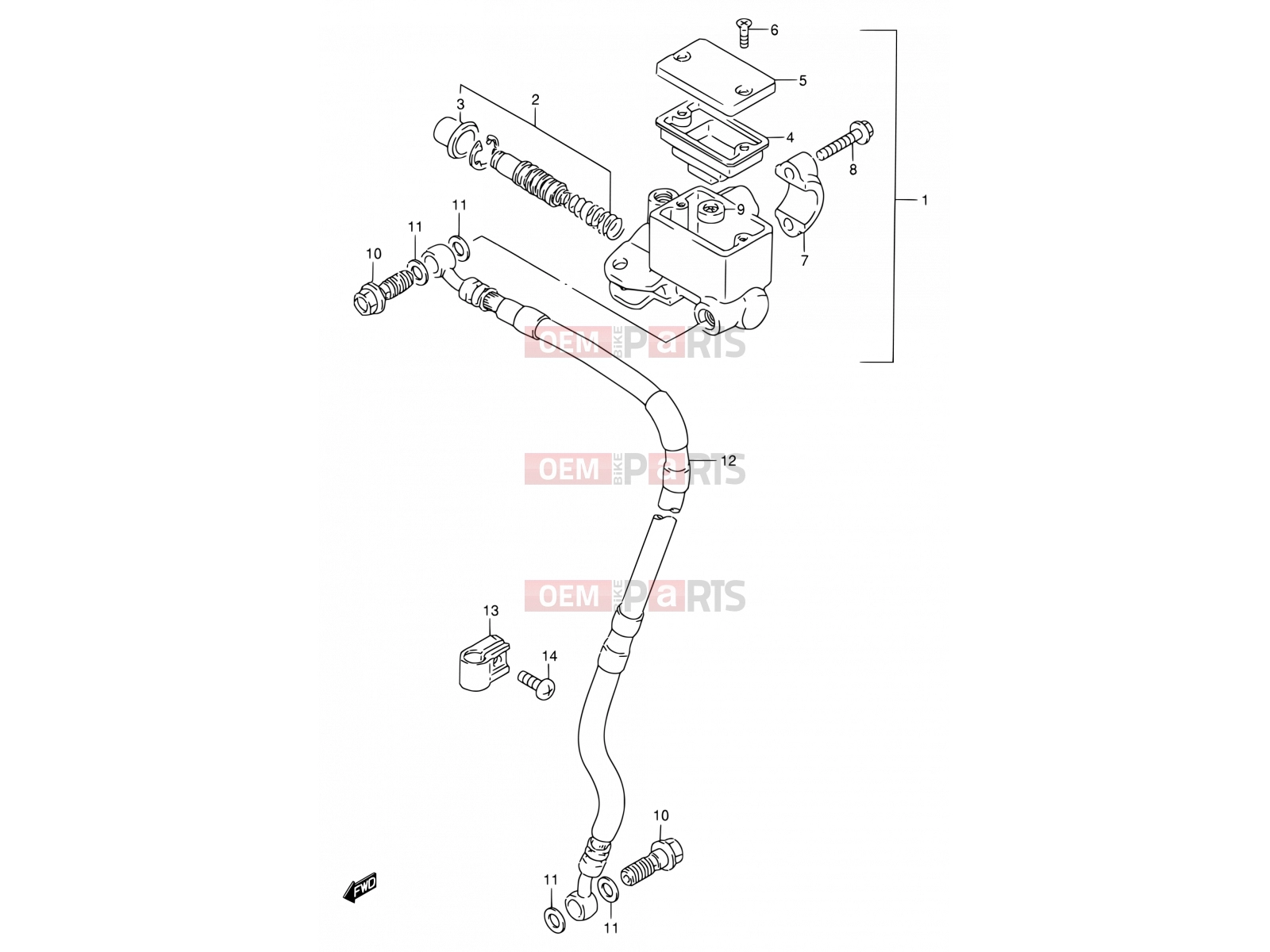 SUZUKI DF200E W (1998) 45 - FRONT MASTER CYLINDER