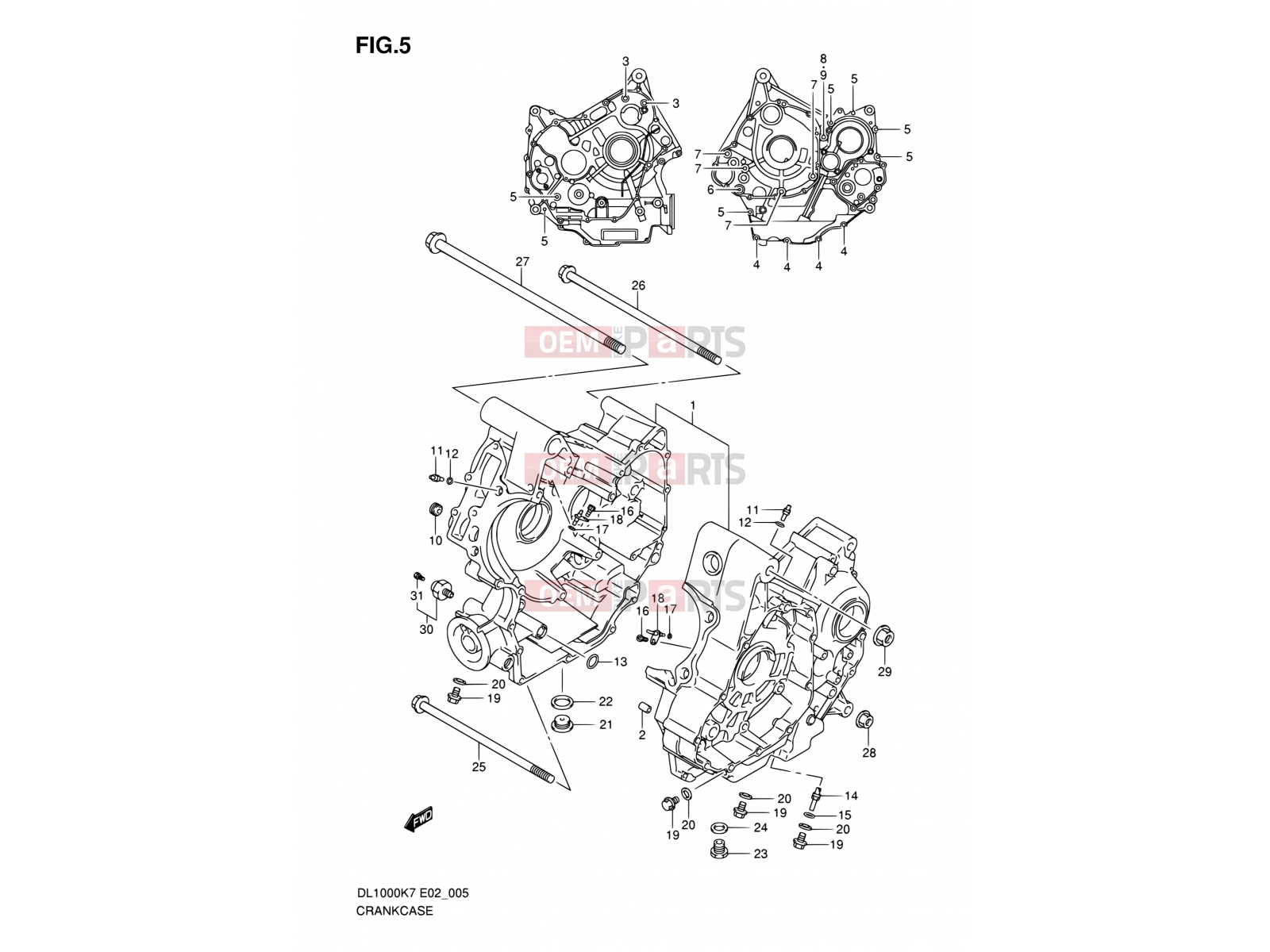 SUZUKI DL1000 K7 (2007) V-Strom (E02,E19,E24,E37) 5 - CRANKCASE