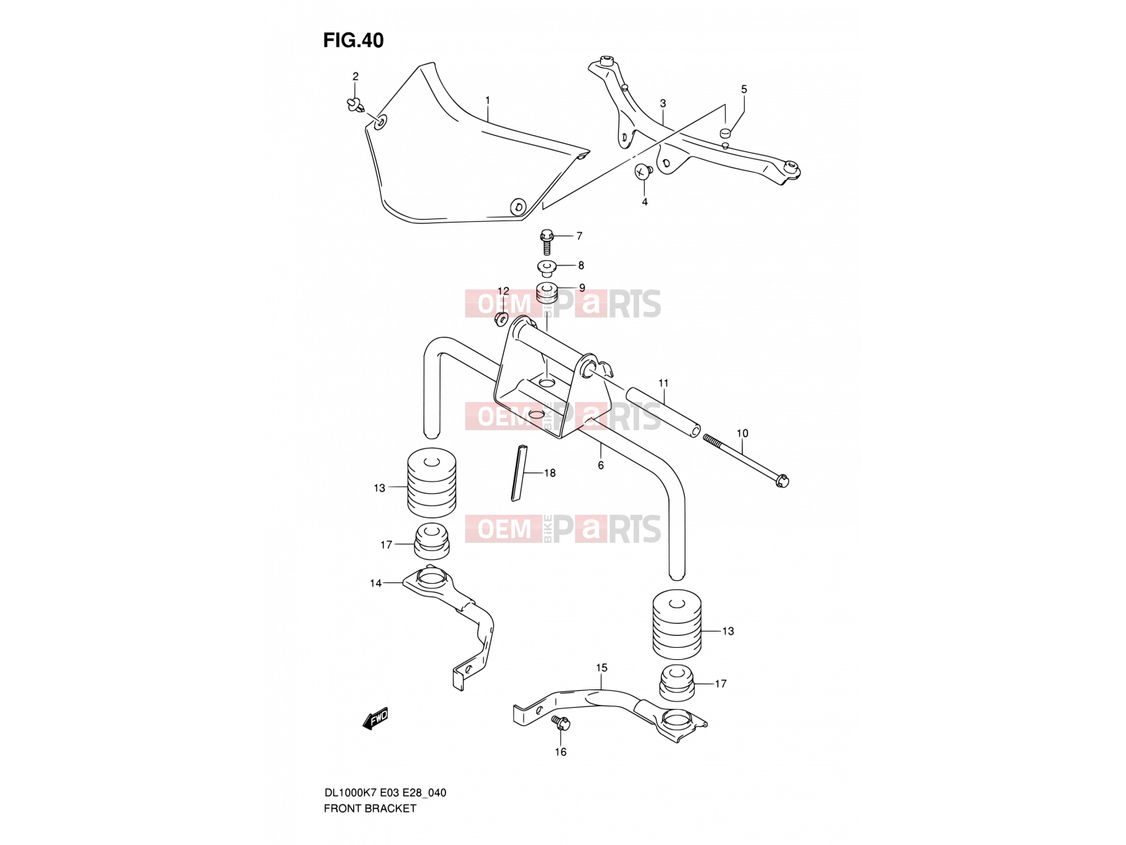 SUZUKI DL1000 K7 (2007) V-Strom (E03,E28,E33) 40 - FRONT BRACKET